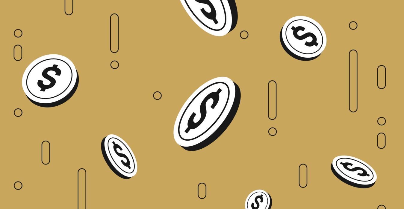 Coins on a gold background
